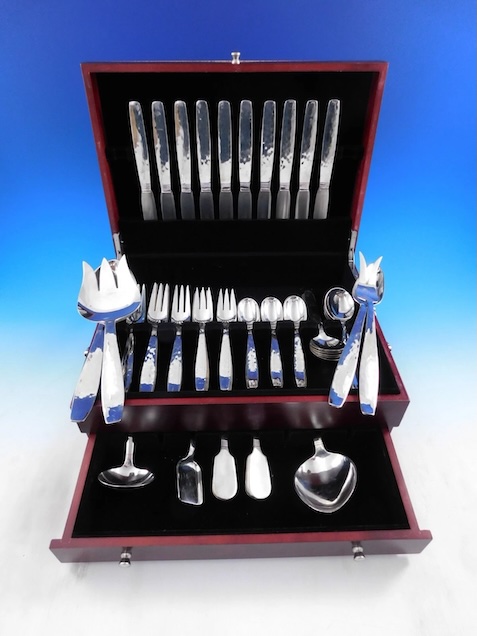 Swedish Modern by Allan Adler Sterling Silver Flatware Set Service 67 pcs Dinner